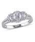 Фото #1 товара Oval-Cut Certified Diamond (1 ct. t.w.) 3-Stone Engagement Ring in 14k White Gold