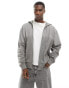 Фото #1 товара ASOS DESIGN oversized pique washed zip through hoodie in grey