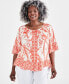 Фото #1 товара Plus Size Printed 3/4-Sleeve Top, Created for Macy's