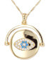 ფოტო #1 პროდუქტის Lab-Grown Blue Spinel (1/8 ct. t.w.) Cubic Zirconia Evil Eye Disc Pendant Necklace in 14k Gold-Plated Sterling Silver, 18" + 2" extender