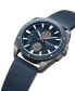 ფოტო #2 პროდუქტის Men's Dress Sport Blue Dark Genuine Leather Watch 43mm