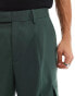 ASOS DESIGN smart wide leg cargo trousers in green