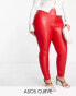 ASOS DESIGN Curve cigarette faux leather trouser in red