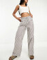 Фото #3 товара ONLY drawstring wide leg trousers in grey and white stripe