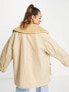 ASOS DESIGN hero borg parka coat in camel