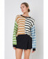 ფოტო #2 პროდუქტის Women's Striped Combo Sweater with Buttons