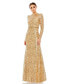 Фото #1 товара Women's Embellished High Neck Long Sleeve Gown
