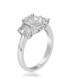 ფოტო #5 პროდუქტის Suzy Levian Sterling Silver White Oval Cut Cubic Zirconia 3-Stone Engagement Ring