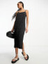 Фото #1 товара Monki crinkle cami midi dress in black