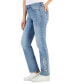 Фото #3 товара Women's Embroidered High Rise Straight-Leg Jeans, Created for Macy's