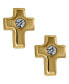 ფოტო #1 პროდუქტის Children's Cubic Zirconia Cross Earrings in 14k Yellow Gold