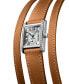 Women's Swiss Mini Dolcevita Diamond (3/8 ct. t.w.) Brown Three-Row Leather Strap Watch 29mm