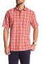 Фото #1 товара Tommy Bahama Check-O-Lada Short Sleeve Print Shirt Sz. XS (Red) 151114