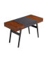 Фото #6 товара Writing Desk - Dual Side & Pull-Out Front Drawer - Coated Steel Frame - Mahogany