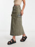 Фото #1 товара Reclaimed Vintage denim maxi cargo skirt in y2k blue wash