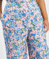 Фото #4 товара Trendy Plus Size Textured Floral Wide-Leg Pants, Created for Macy's