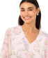 Women's Floral 3/4-Sleeve Ruffled V-Neck Blouse