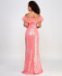 Фото #2 товара Juniors' Tulle-Trim Off-The-Shoulder Sequin Gown, Created for Macy's