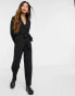 Фото #1 товара ASOS DESIGN long sleeve tux crepe jumpsuit in black