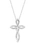 ფოტო #4 პროდუქტის Diamond Cross 18" Pendant Necklace (1/4 ct. t.w.) in Sterling Silver