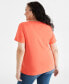 ფოტო #4 პროდუქტის Plus Size Short-Sleeve Henley Top, Created for Macy's