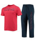 ფოტო #2 პროდუქტის Men's Navy, Red Cleveland Indians Meter T-shirt and Pants Sleep Set