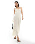 Фото #1 товара ASOS DESIGN cupped panelled chiffon midi pencil dress with cut out detail in ivory