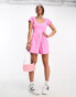 Фото #4 товара ASOS DESIGN jersey flippy playsuit in washed pink