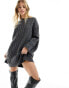 Фото #2 товара ASOS DESIGN knitted cable mini jumper dress in charcoal