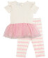 Baby Girls Birthday Cake Tutu Top and Striped Leggings, 2 Piece Set