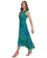 Women's Printed V-Neck Twist-Front A-Line Dress