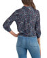 ფოტო #2 პროდუქტის Juniors' Printed Button-Front Tie-Hem Roll-Tab-Sleeve Top