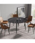 Black Round Dining Table-Modern Artificial Stone, 6-Person Capacity