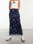 Daisy Street maxi mesh skirt in blue mix print DE 38 - фото #7