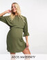 Фото #1 товара ASOS DESIGN Maternity nursing drawstring waist mini dress in khaki