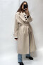 Фото #1 товара Длинное пальто из смесовой шерсти с поясом ZARA