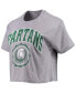 ფოტო #3 პროდუქტის Women's Heathered Gray Michigan State Spartans Edith Vintage-Like Burnout Crop T-shirt