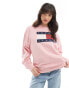 Tommy Jeans flag logo sweatshirt in washed pink