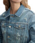 ფოტო #3 პროდუქტის Women's Izzie Slim-Fit Distressed Denim Jacket