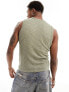 Фото #7 товара ASOS DESIGN muscle fit textured vest in khaki with seam detail