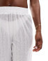 Pieces ladder lace wide leg trousers in white