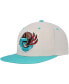 ფოტო #4 პროდუქტის Men's Cream, Turquoise Vancouver Grizzlies Hardwood Classics 2-Tone Chain-Stitch Snapback Hat