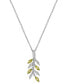 ფოტო #1 პროდუქტის Peridot (3/8 ct. t.w.) & Diamond (1/10 ct. t.w.) Twig 18" Pendant Necklace in Sterling Silver
