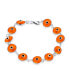 ფოტო #1 პროდუქტის Protection Good Luck Amulet Turkish Translucent Orange Glass Bead Evil Eye Bracelet For Women Sterling Silver 7.5 Inch