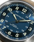 ფოტო #5 პროდუქტის Men's Swiss Automatic Khaki Field Brown Leather Strap Watch 42mm