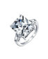 ფოტო #3 პროდუქტის Art Deco Style .925 Sterling Silver Large 10CT Rectangle AAA CZ Cubic Zirconia Brilliant Cut Statement Engagement Ring Baguette Side Stones