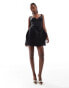 Фото #4 товара ASOS DESIGN scuba sweetheart neck mini dress with contrast oversized bow back in black