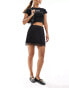 Фото #2 товара ASOS DESIGN satin lace trim mini skirt in black