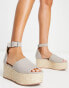 Фото #4 товара MIM Elisabetta studded two part espadrille flatforms in dark taupe