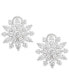 Cubic Zirconia Flower Statement Earrings in Sterling Silver